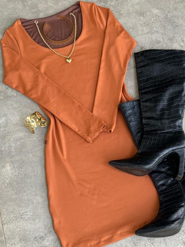 Vestido Gola U Manga Longa Ref: 302