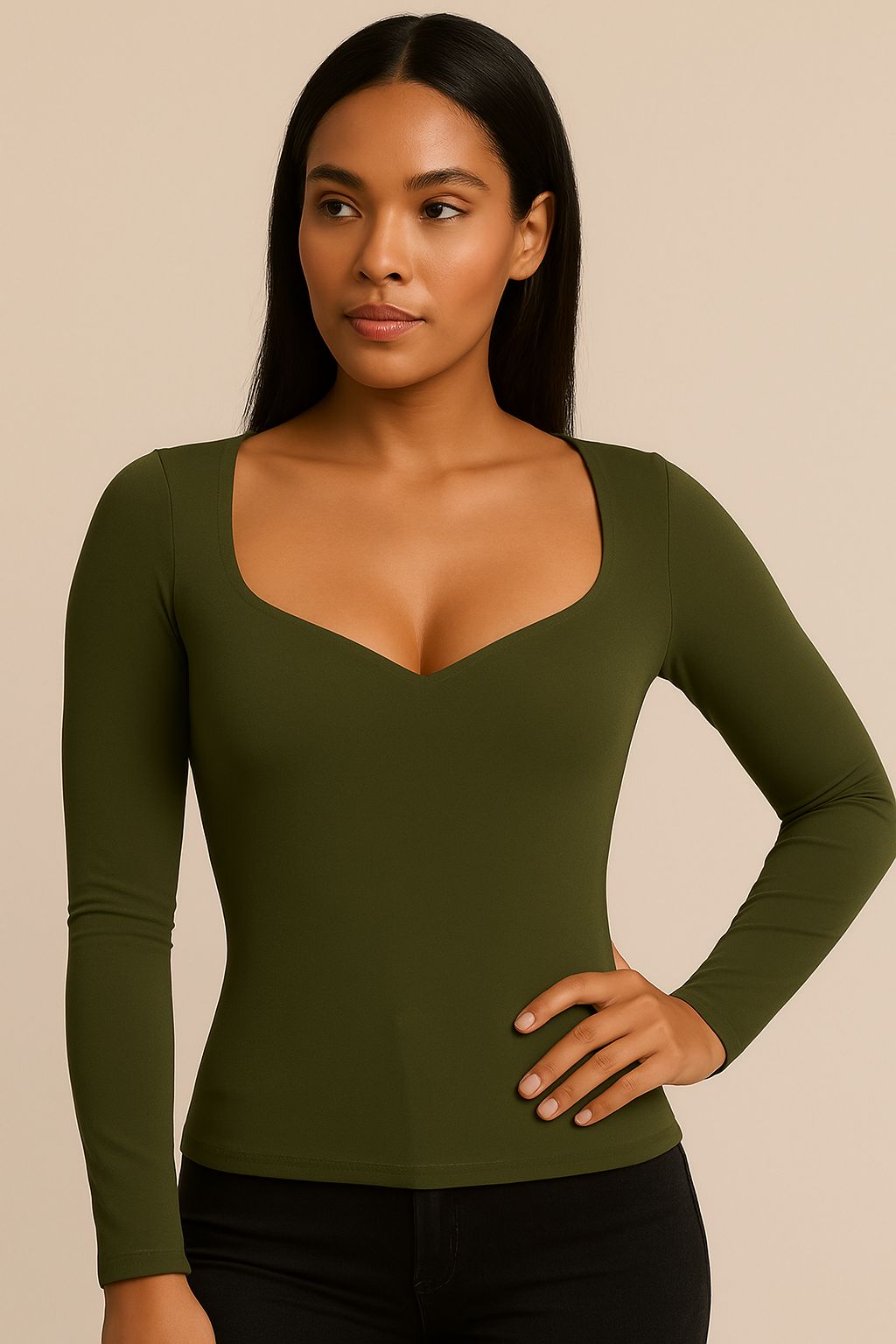 Blusa Decote Coração Manga Longa Ref: 879 - Imagem 3